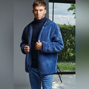ALPHA TAURI  Blue Sherpa full‎ length zip jacket size S